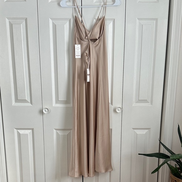 NWT Show Me Your Mumu Verona Cowl Dress Champagne Lux Silk Size M - Picture 5 of 9